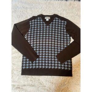 Men's v-neck long sleeve graphite brown pullover sweatshirt M